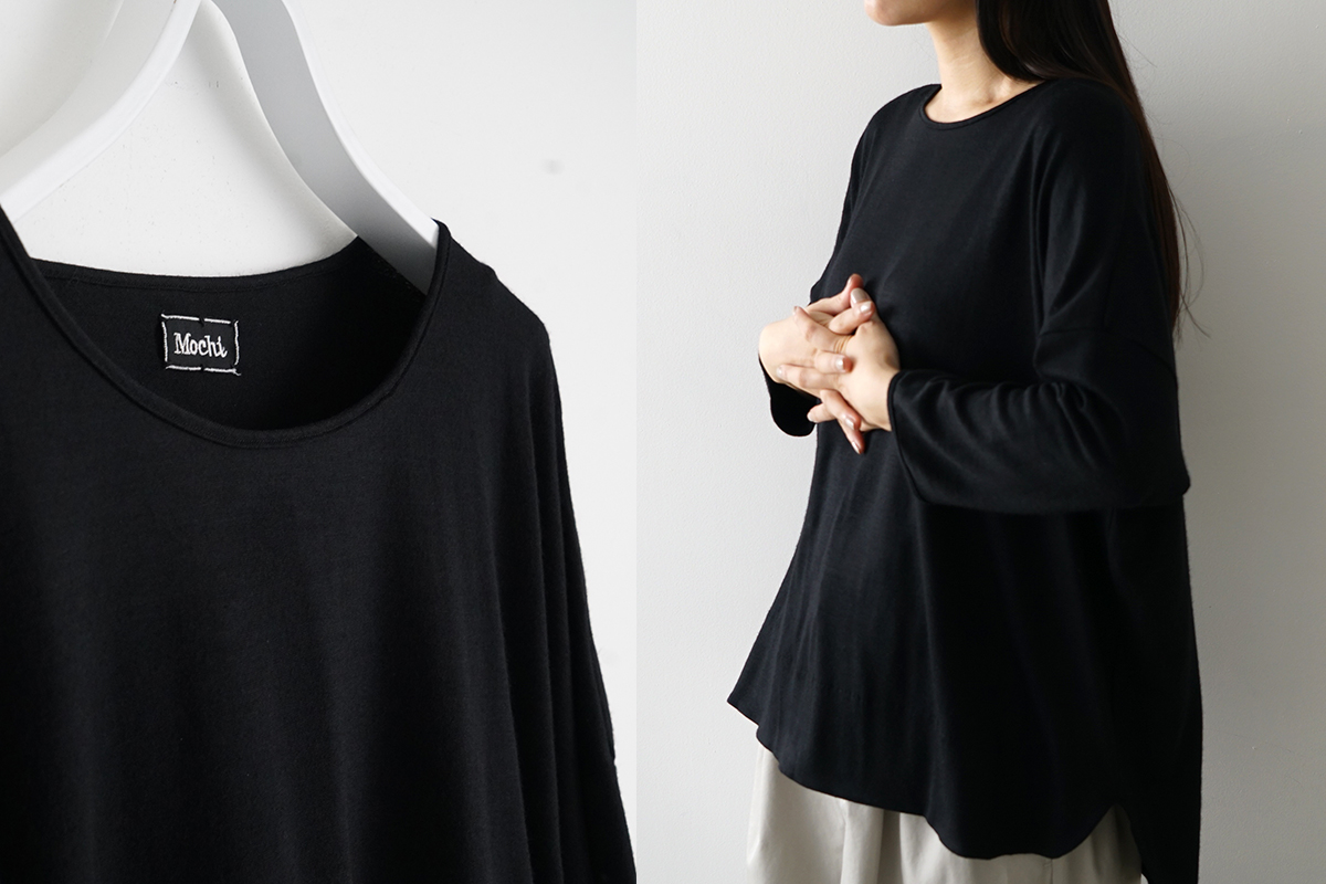 Mochi モチ three quarter sleeve t-shirt [black] 七分丈Tシャツ