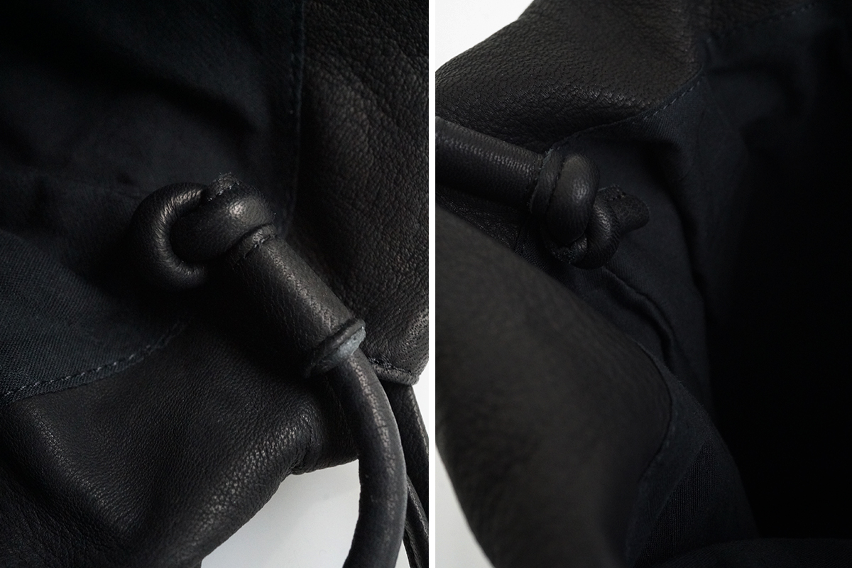 Mochi モチ ellipse bag [black] 鹿革 巾着ショルダーバッグ