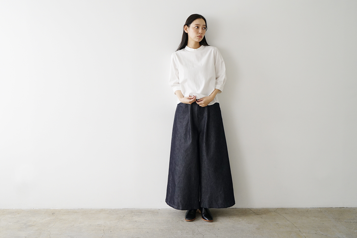 Mochi モチ silk cotton denim culottes patns デニムキュロットパンツ