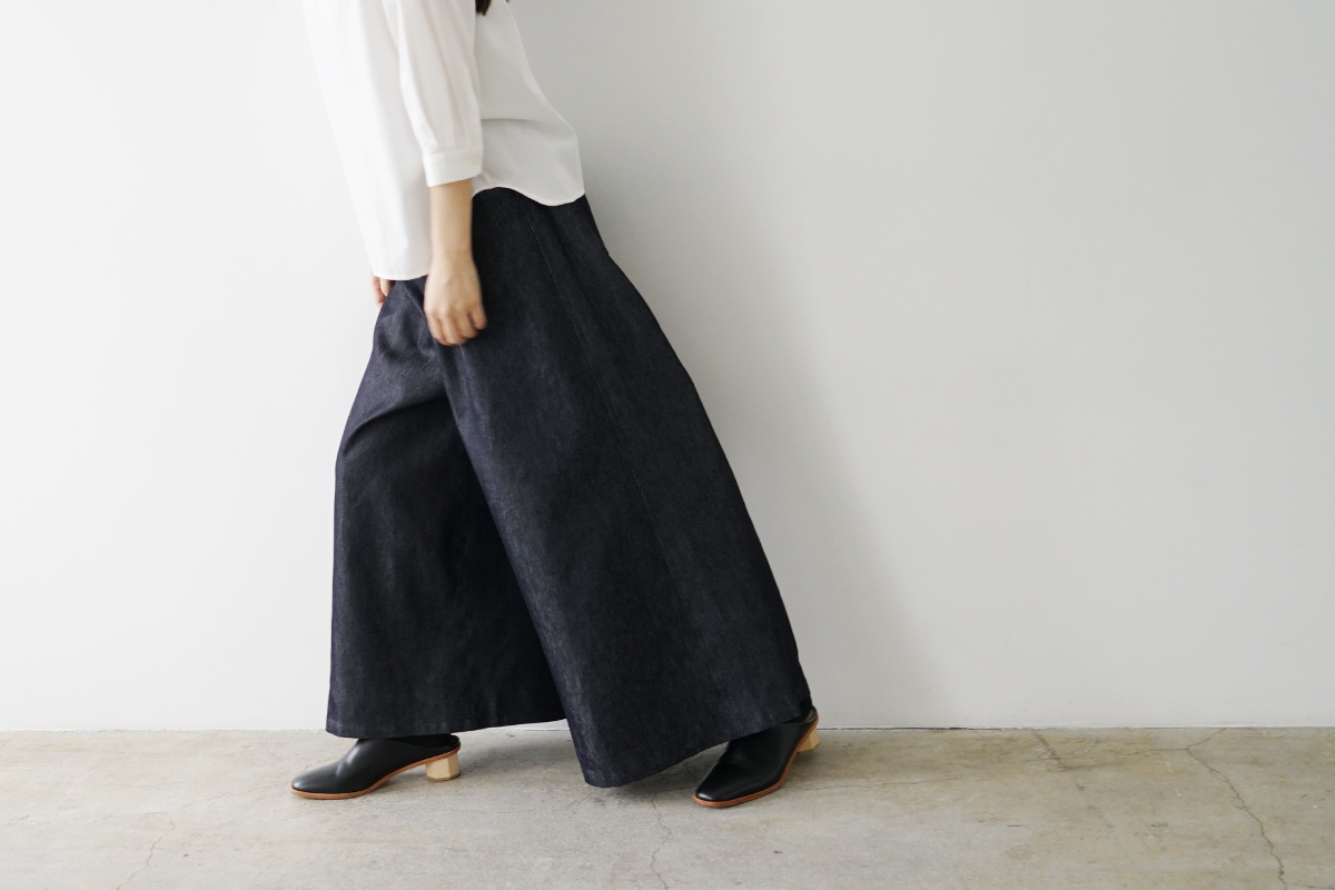 Mochi モチ silk cotton denim culottes patns デニムキュロットパンツ