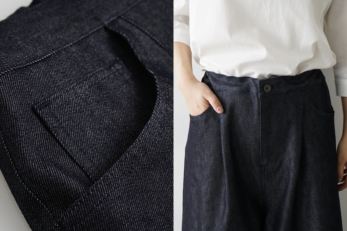 Mochi モチ silk cotton denim culottes patns デニムキュロットパンツ