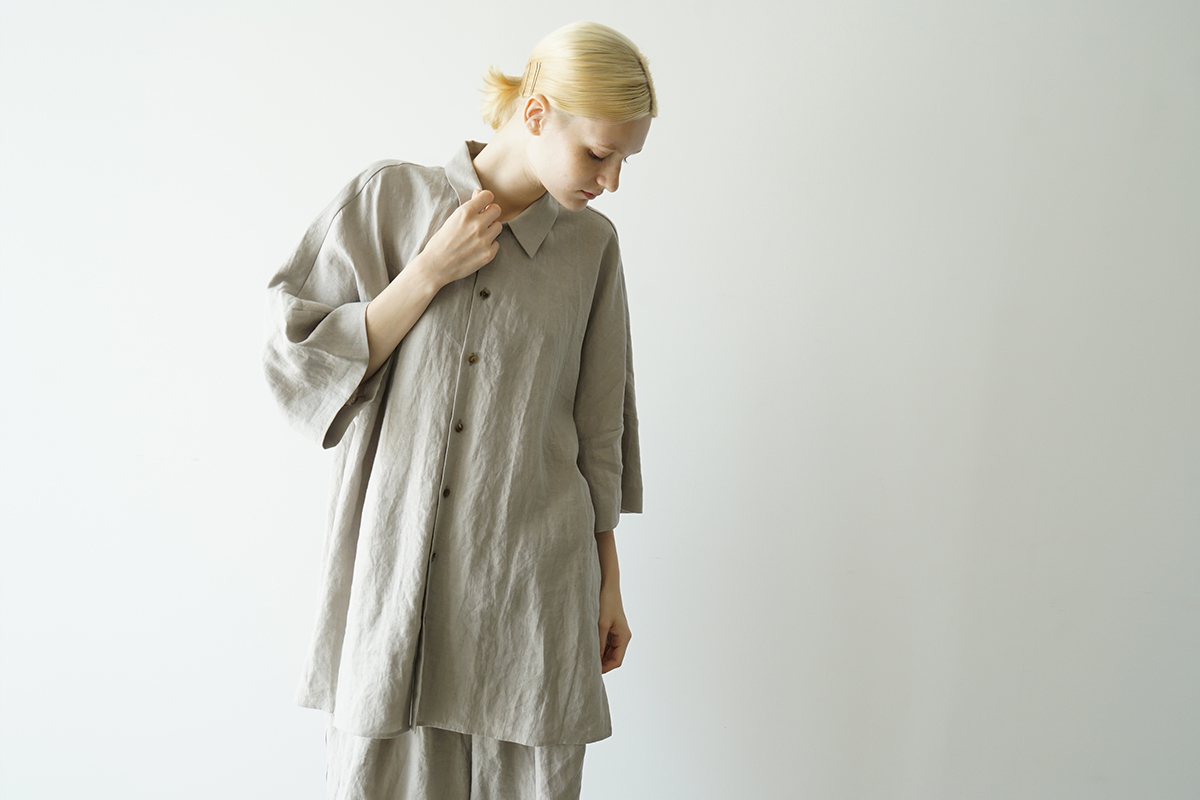 VVU ヴウ dolman shirt  [STONE GRAY］リネンドルマンシャツ vu-sht-006