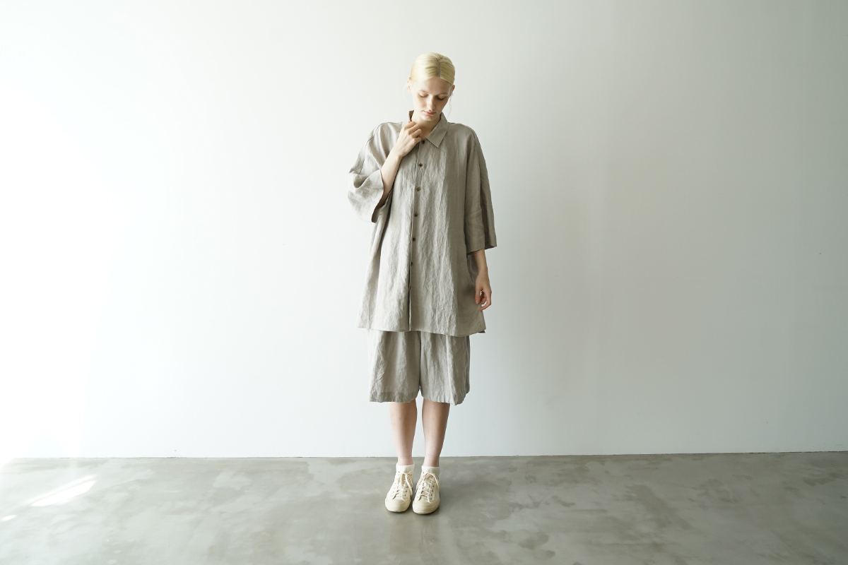 VVU ヴウ dolman shirt  [STONE GRAY］リネンドルマンシャツ vu-sht-006