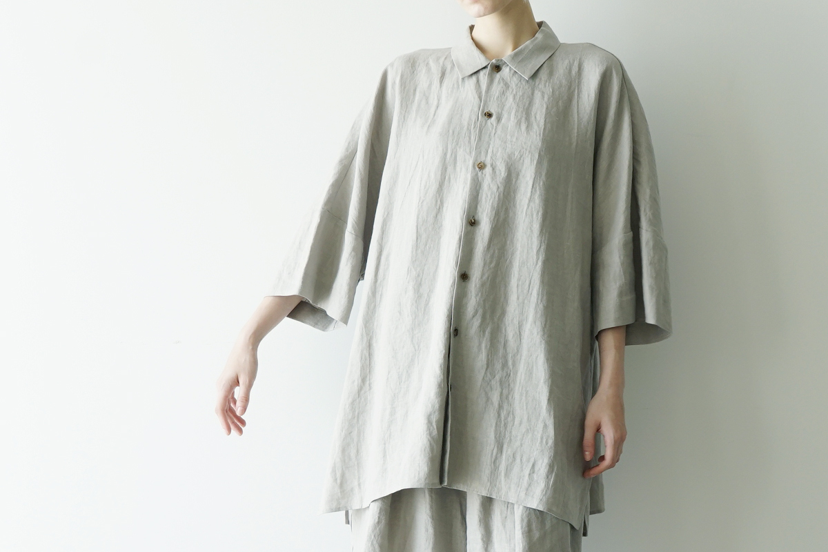 VVU ヴウ dolman shirt  [STONE GRAY］リネンドルマンシャツ vu-sht-006