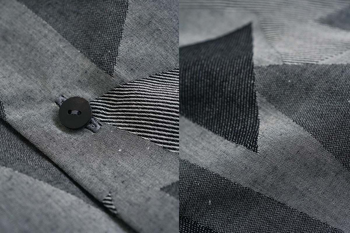 VU ヴウ geometric open collar shirt  [WHITE×BLACK］幾何学開襟シャツ vu-sht-005