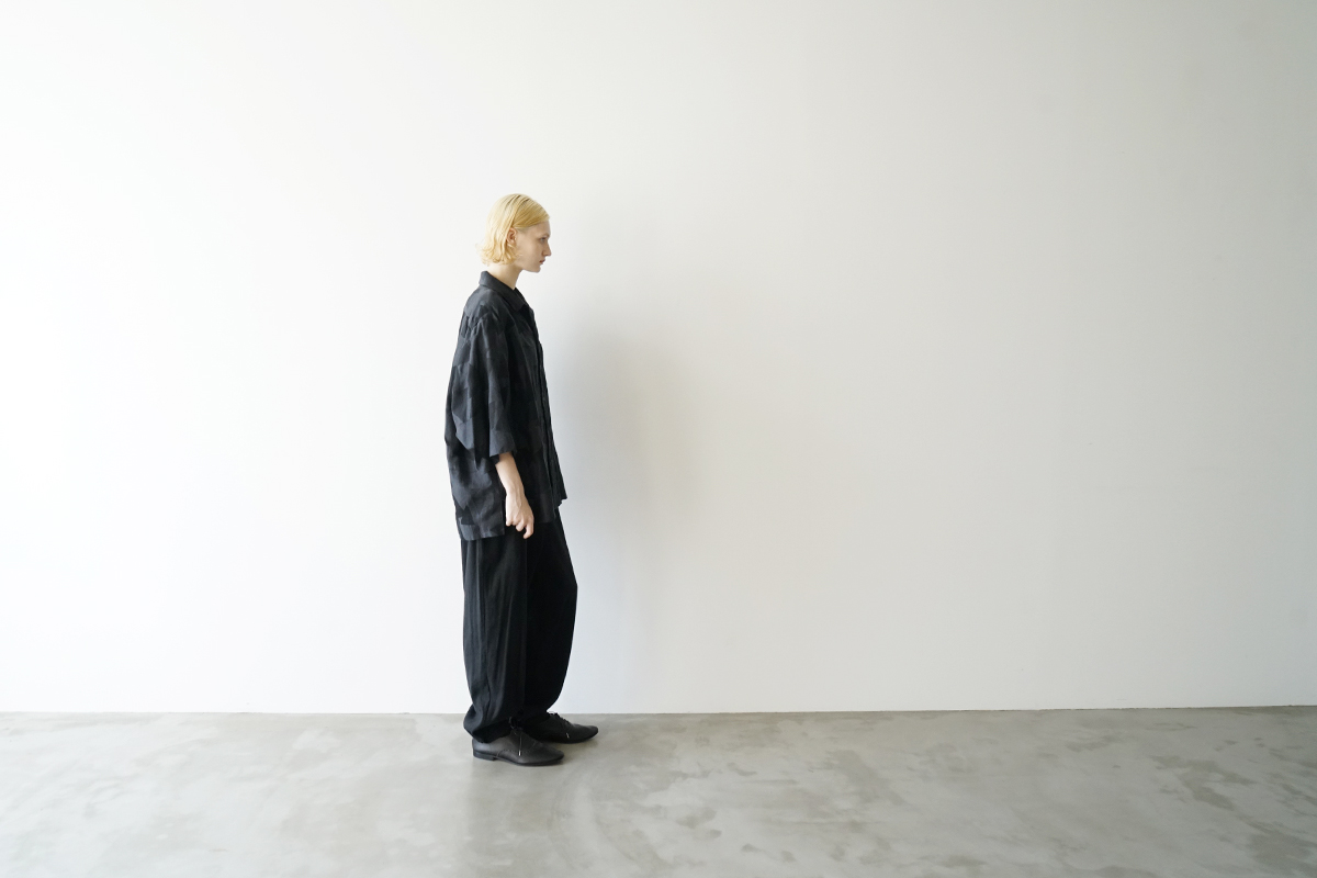VU ヴウ geometric open collar shirt  [BLACK×STEEL］幾何学開襟シャツ vu-sht-005