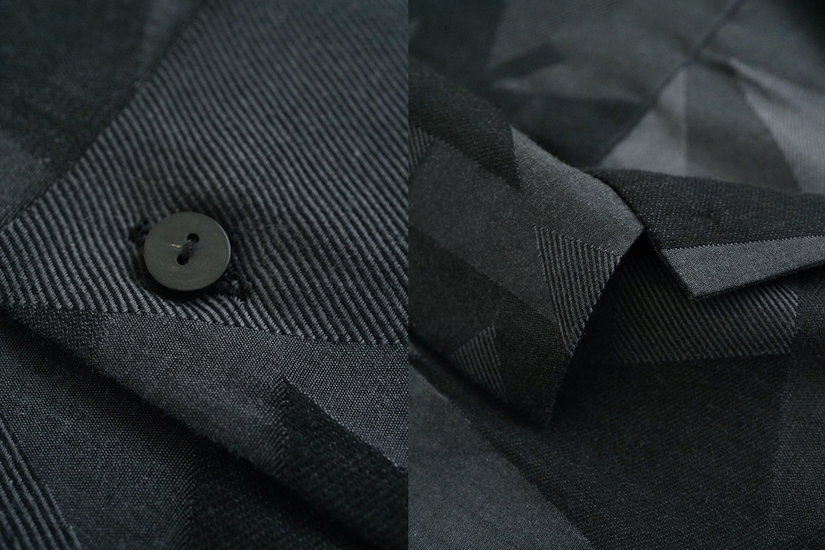 VU ヴウ geometric open collar shirt  [BLACK×STEEL］幾何学開襟シャツ vu-sht-005