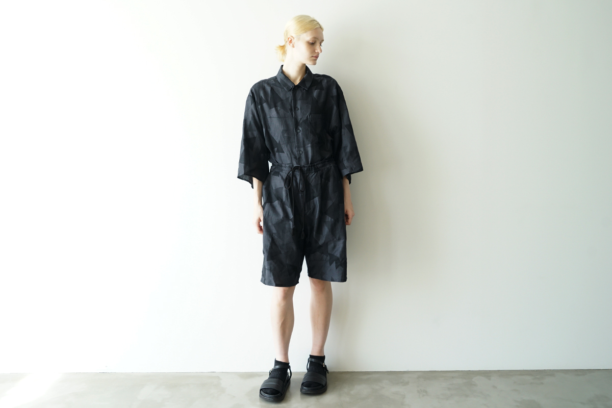 VU ヴウ geometric easy short pants [BLACK×STEEL]  幾何学ショートパンツ vu-pnt-010