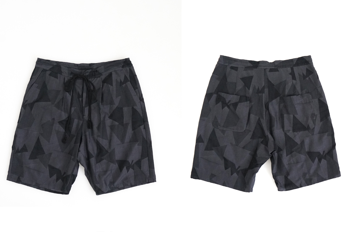 VU ヴウ geometric easy short pants [BLACK×STEEL]  幾何学ショートパンツ vu-pnt-010