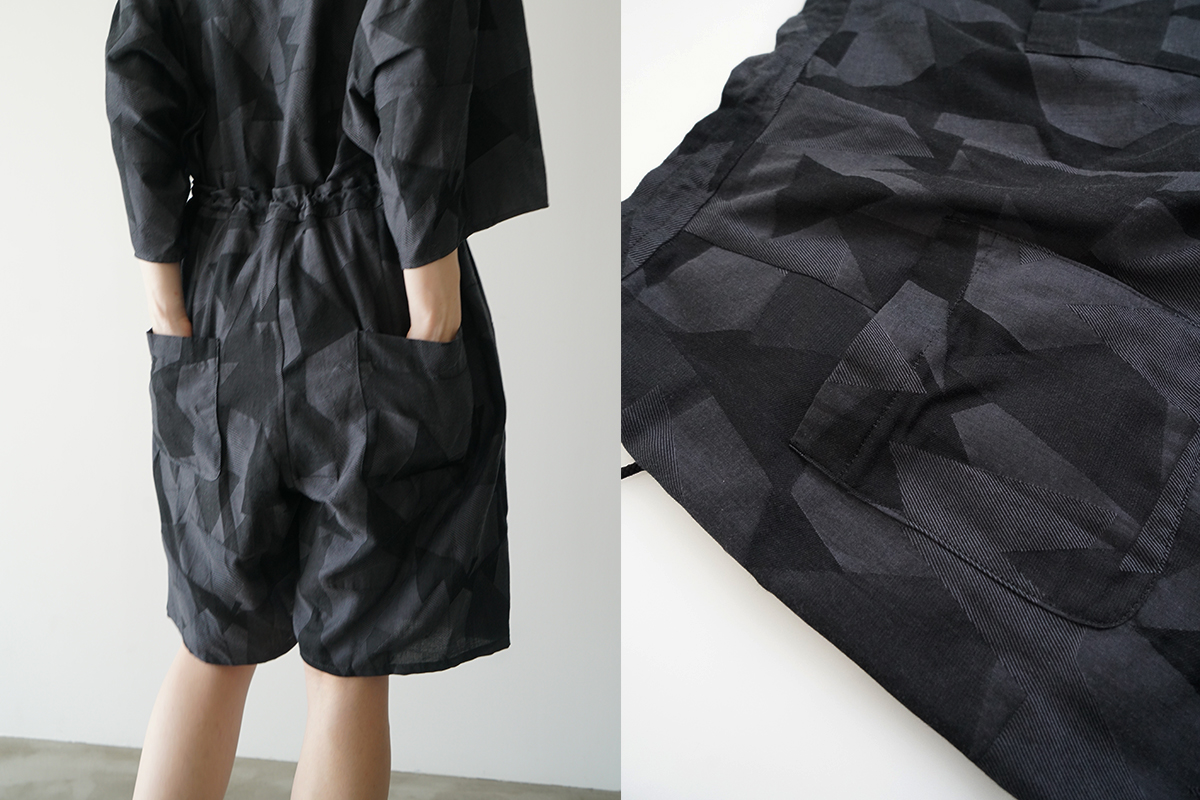 VU ヴウ geometric easy short pants [BLACK×STEEL]  幾何学ショートパンツ vu-pnt-010