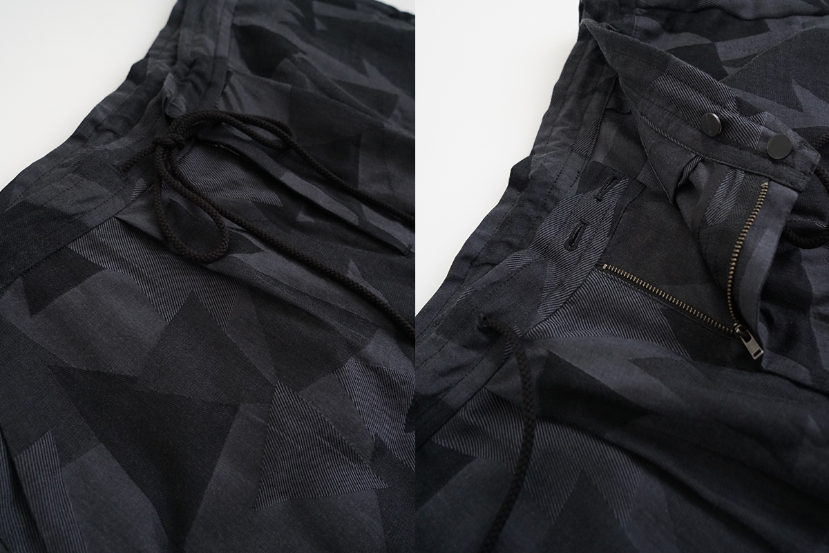 VU ヴウ geometric easy short pants [BLACK×STEEL]  幾何学ショートパンツ vu-pnt-010