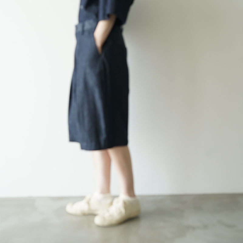 VU ヴウ denim  short pants [DEEP BLUE]  デニムワイドショートパンツ vu-pts-01