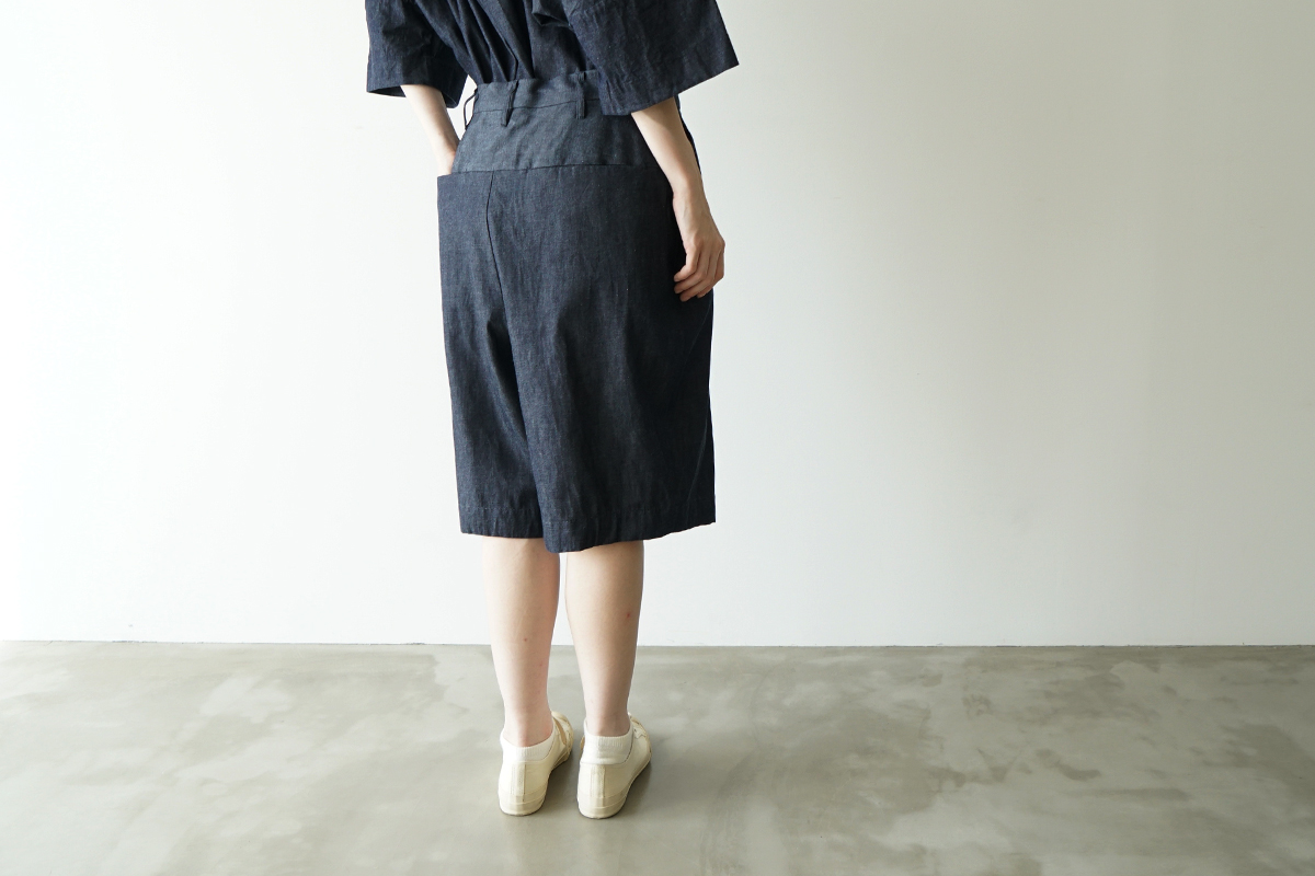 VU ヴウ denim  short pants [DEEP BLUE]  デニムワイドショートパンツ vu-pts-01