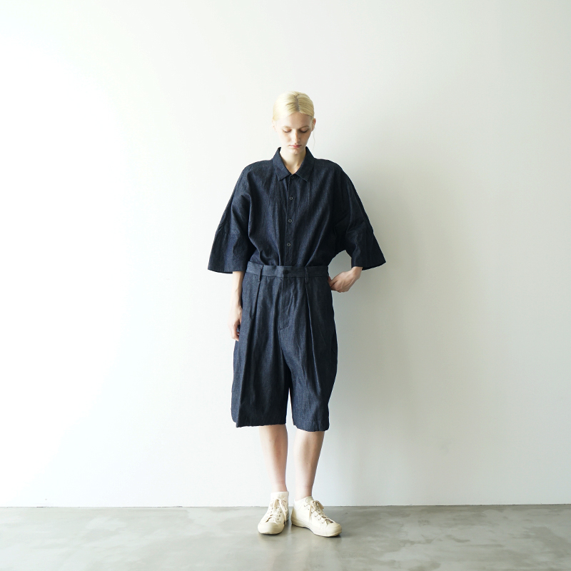 VU ヴウ denim  short pants [DEEP BLUE]  デニムワイドショートパンツ vu-pts-01