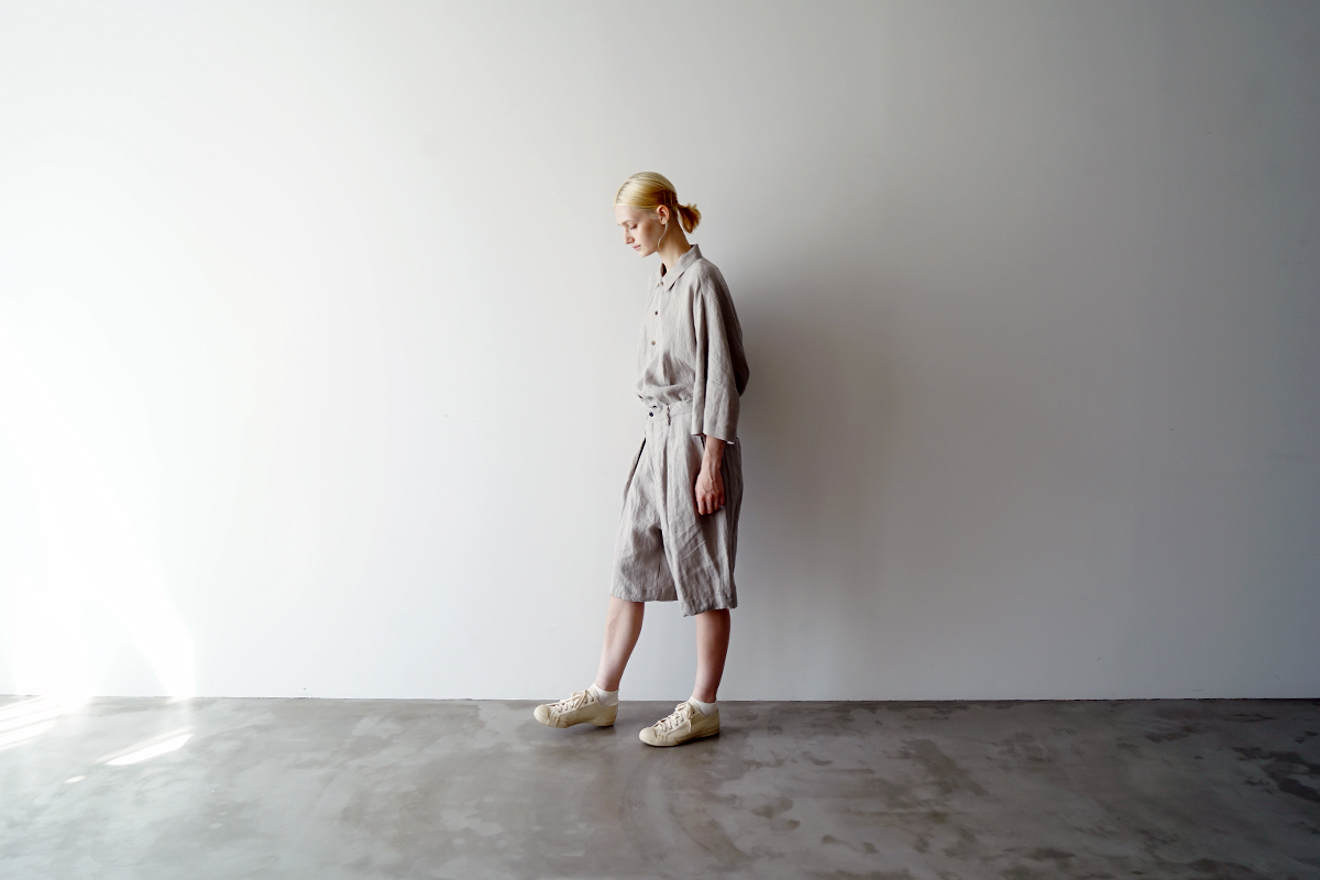 VU ヴウ wide short pants   [STONE GRAY]  リネンワイドショートパンツ vu-pts-01