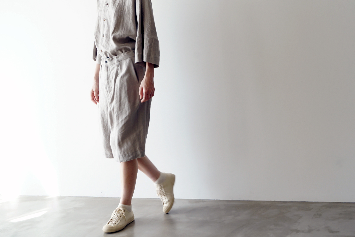 VU ヴウ wide short pants   [STONE GRAY]  リネンワイドショートパンツ vu-pts-01