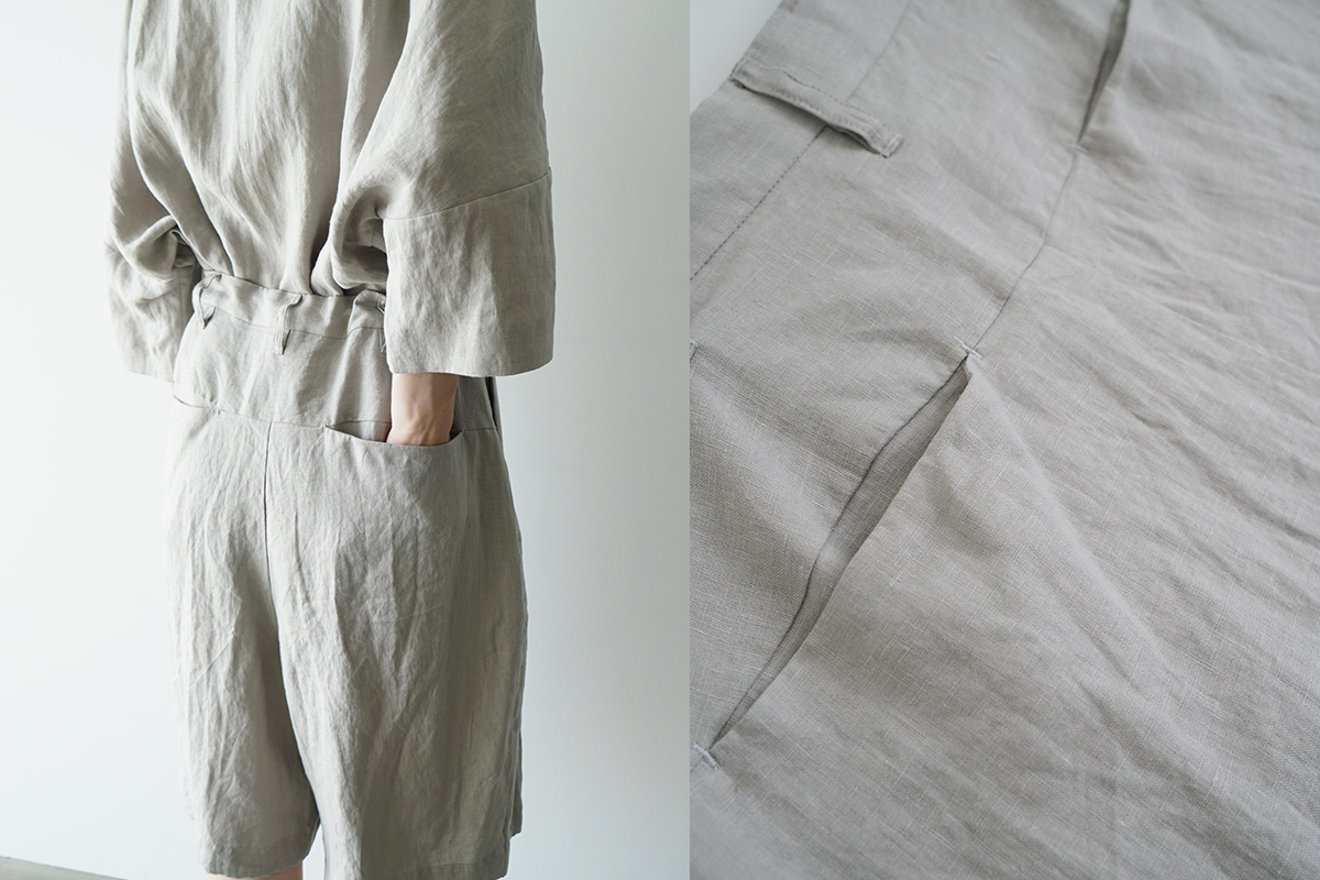 VU ヴウ wide short pants   [STONE GRAY]  リネンワイドショートパンツ vu-pts-01
