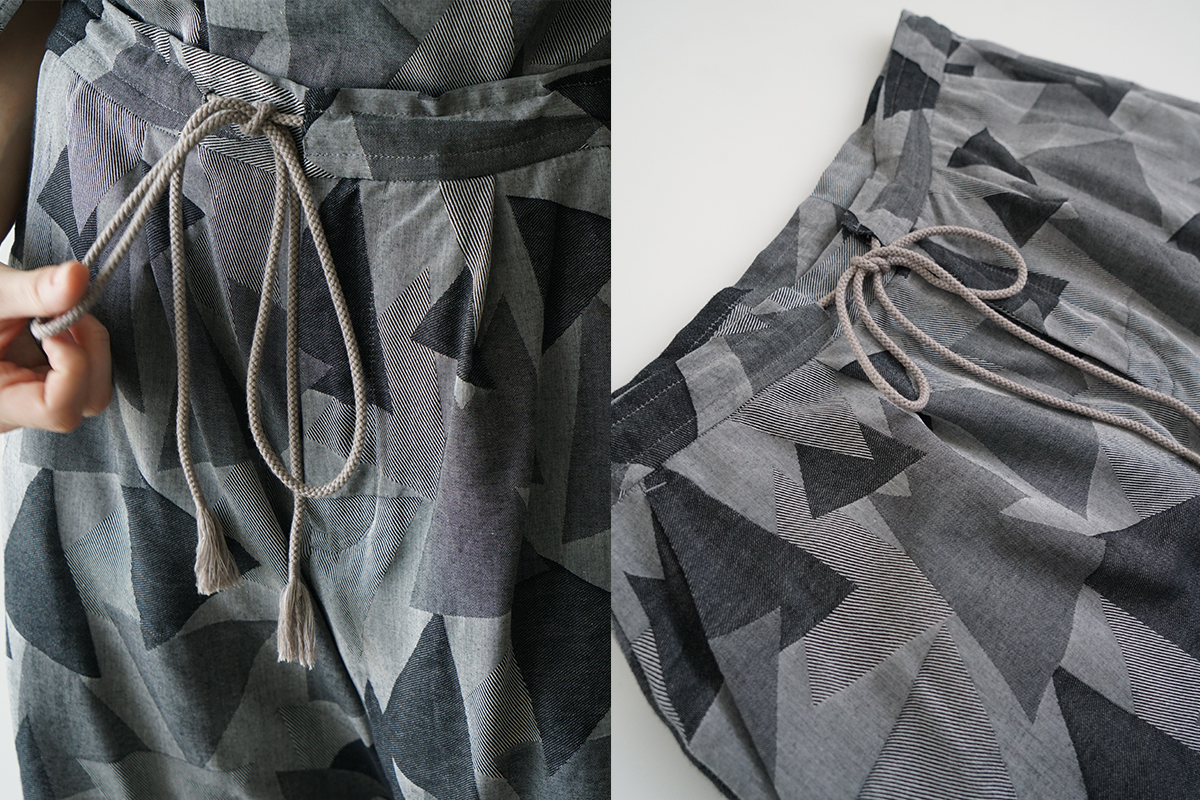 VU ヴウ geometric easy short pants [WHITE×BLACK]  幾何学ショートパンツ vu-pnt-010
