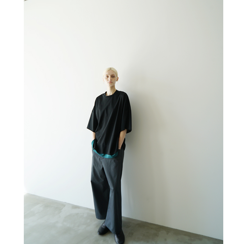 VU ヴウ two slit t-shirt [BLACK×BLUE GREEN] vu-cut-004 重ねスリットtシャツ