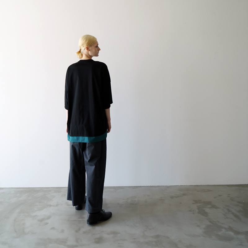 VU ヴウ two slit t-shirt [BLACK×BLUE GREEN] vu-cut-004 重ねスリットtシャツ
