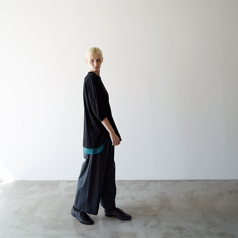 VU ヴウ two slit t-shirt [BLACK×BLUE GREEN] vu-cut-004 重ねスリットtシャツ