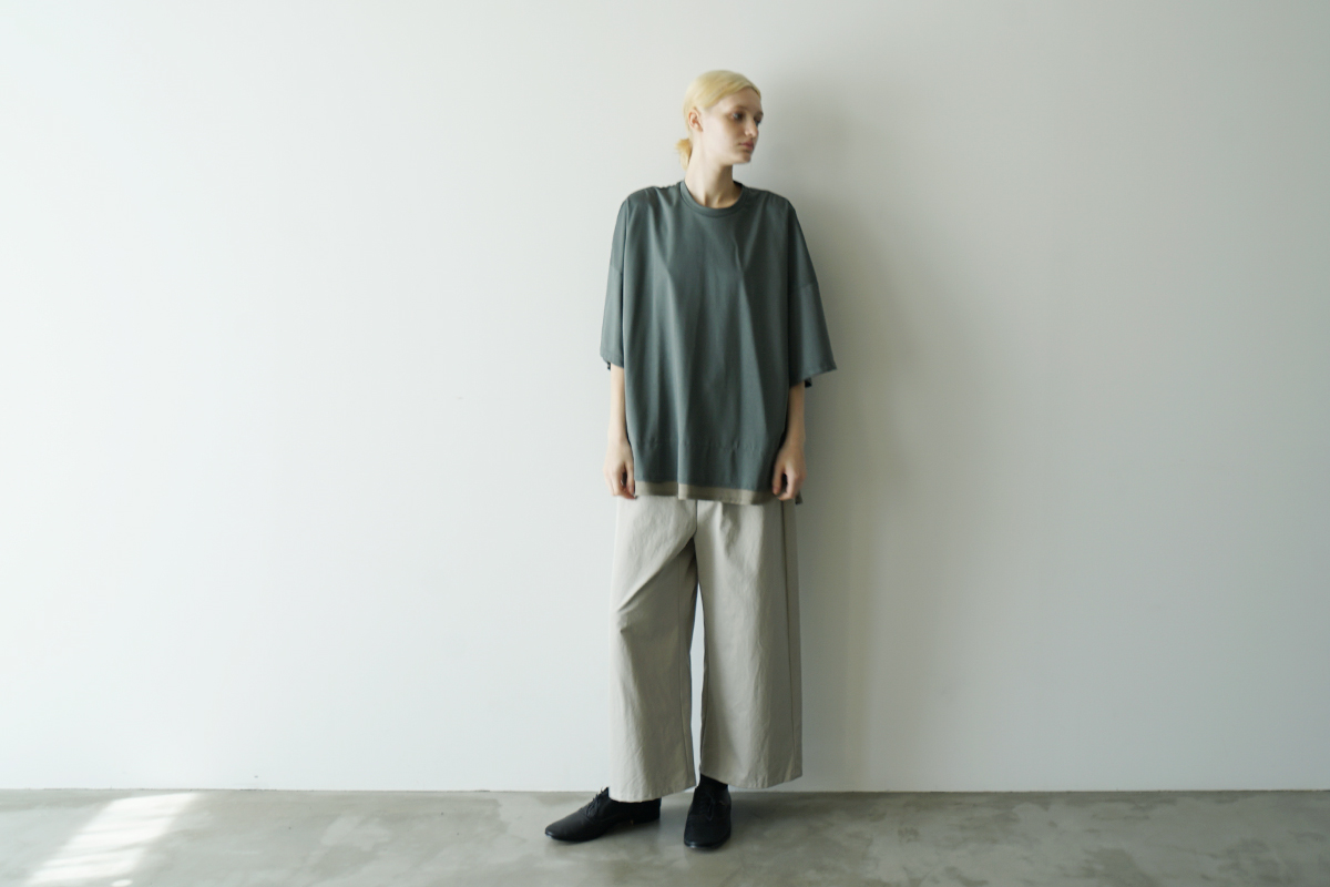 VU ヴウ two slit t-shirt [DEEP KHAKI×OLIVE] vu-cut-004 重ねスリットtシャツ