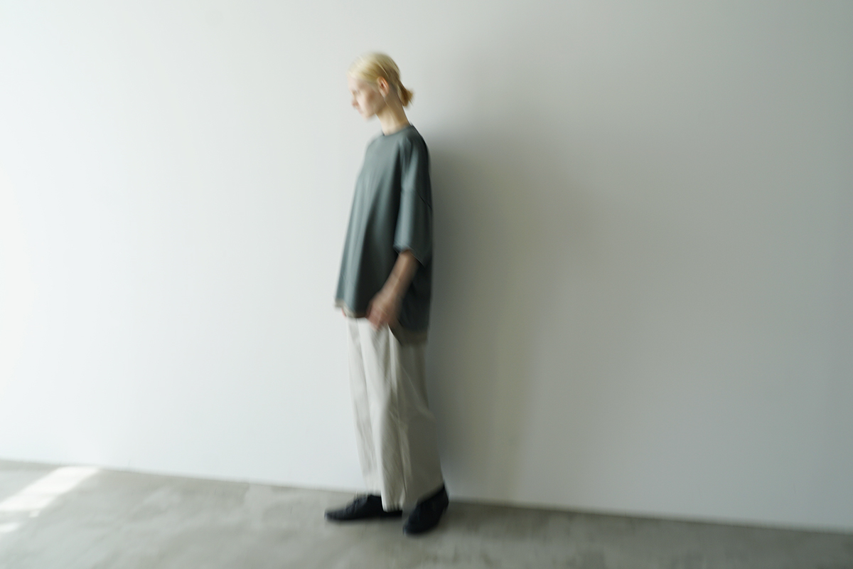 VU ヴウ two slit t-shirt [DEEP KHAKI×OLIVE] vu-cut-004 重ねスリットtシャツ