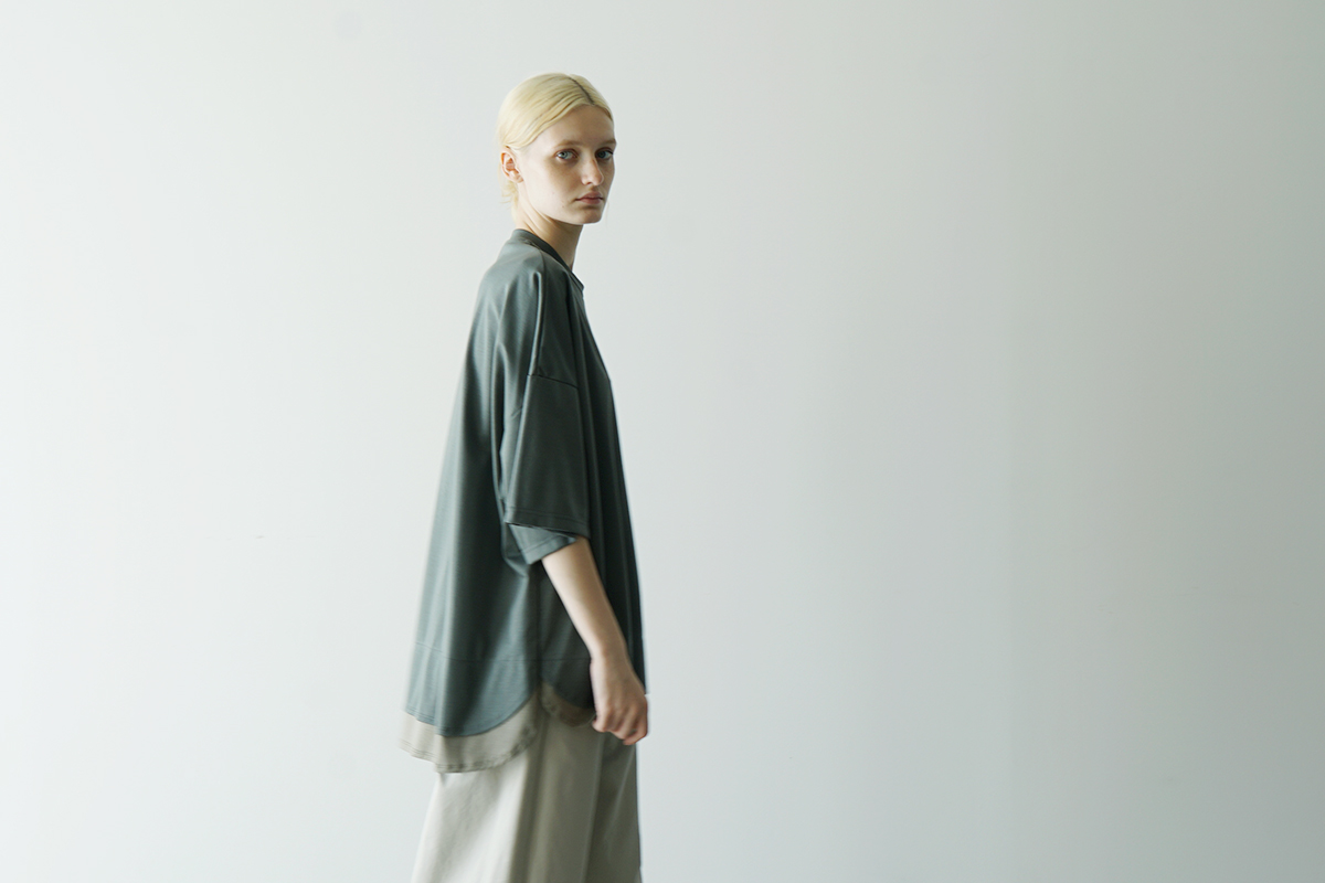 VU ヴウ two slit t-shirt [DEEP KHAKI×OLIVE] vu-cut-004 重ねスリットtシャツ
