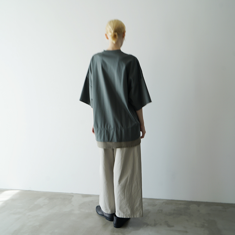 VU ヴウ two slit t-shirt [DEEP KHAKI×OLIVE] vu-cut-004 重ねスリットtシャツ