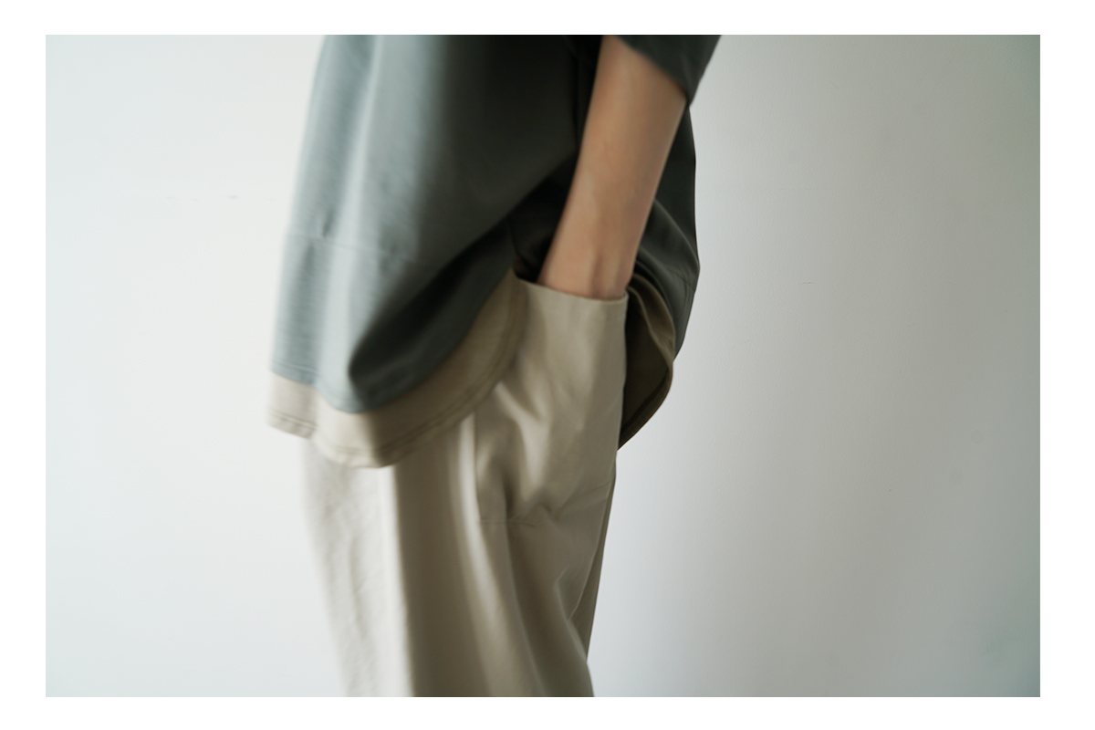 VU ヴウ two slit t-shirt [DEEP KHAKI×OLIVE] vu-cut-004 重ねスリットtシャツ