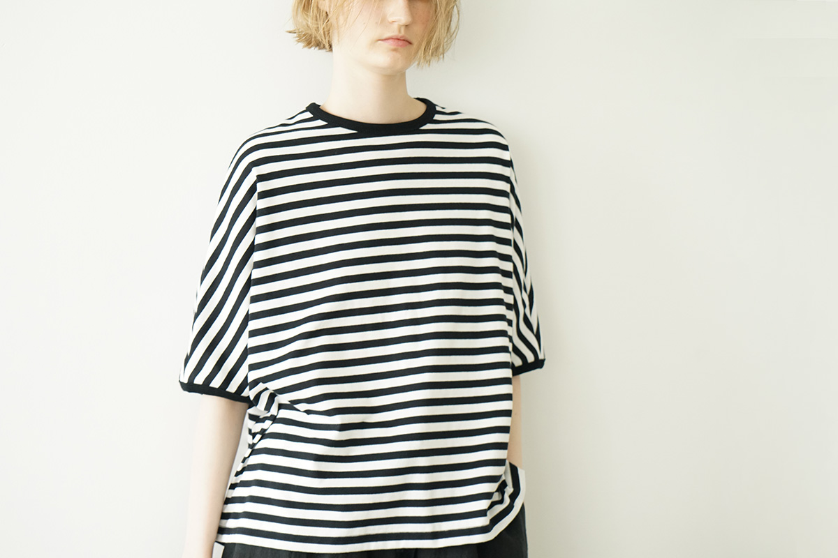 Mochi モチ border puff t-shirt ボーダーパフティシャツ