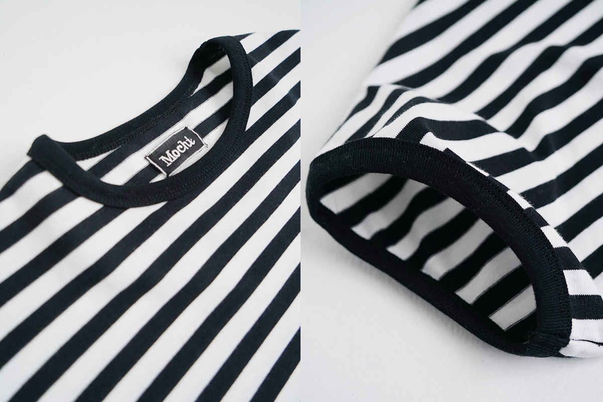 Mochi モチ border puff t-shirt ボーダーパフティシャツ