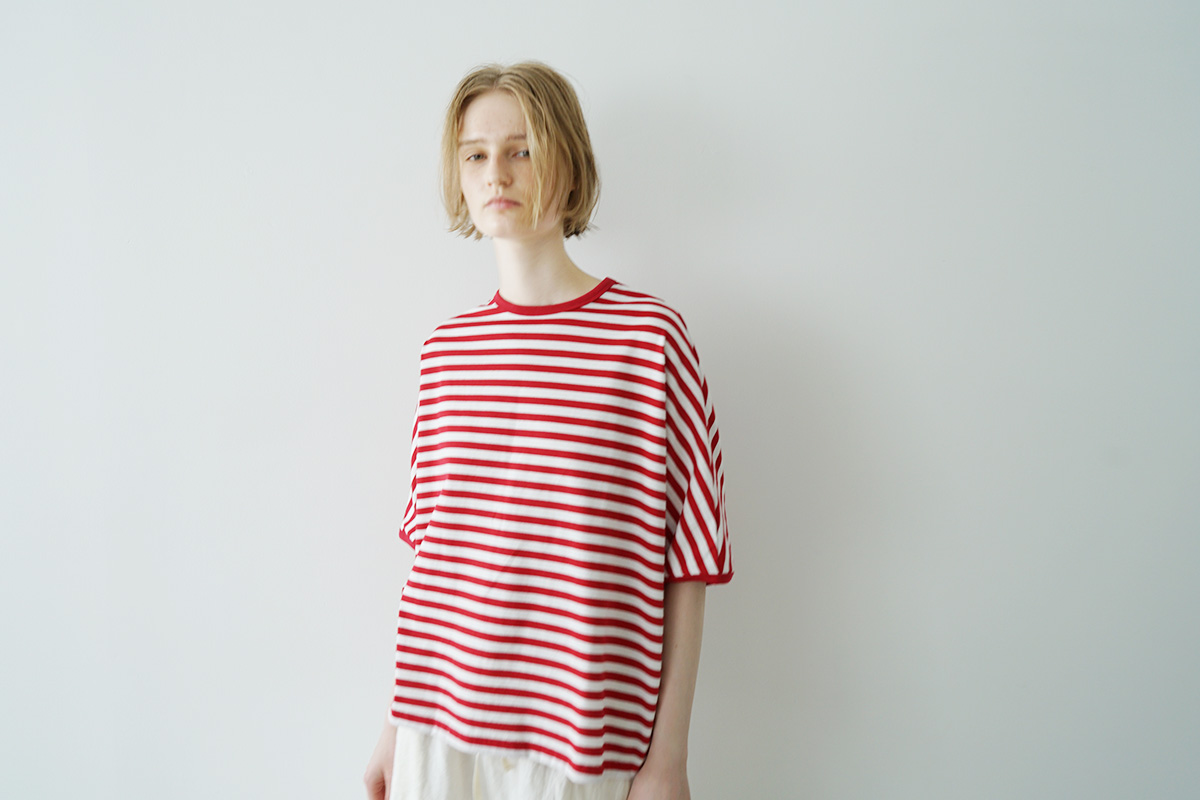 Mochi モチ border puff t-shirt ボーダーパフティシャツ