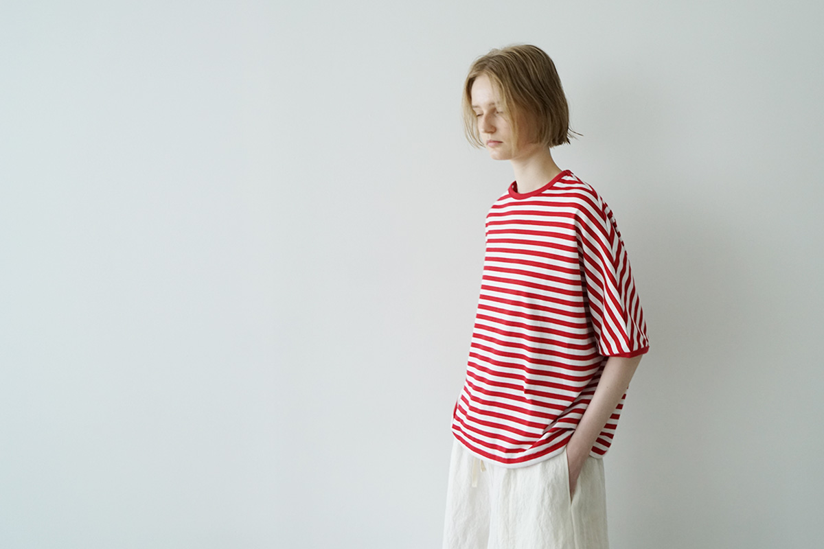 Mochi モチ border puff t-shirt ボーダーパフティシャツ