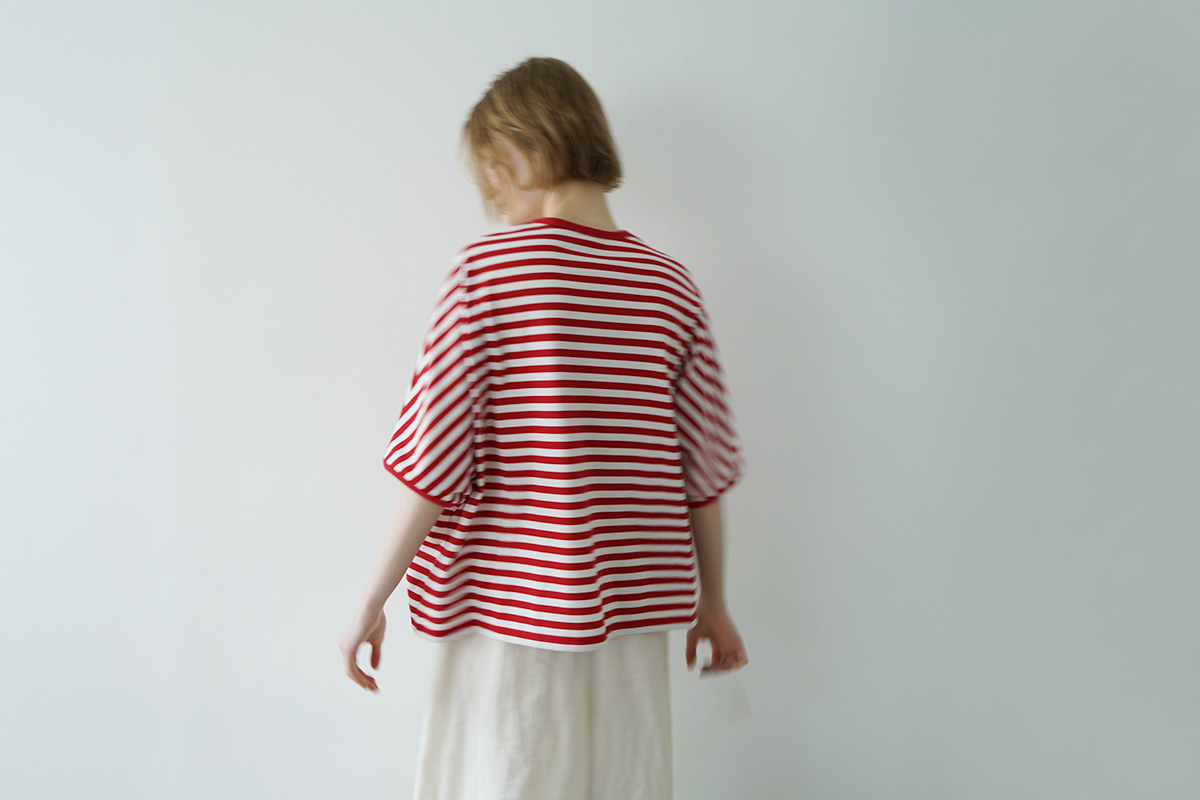 Mochi モチ border puff t-shirt ボーダーパフティシャツ