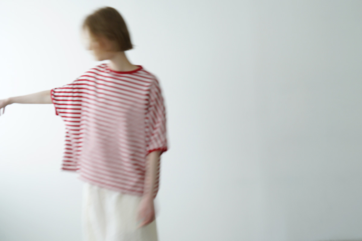 Mochi モチ border puff t-shirt ボーダーパフティシャツ