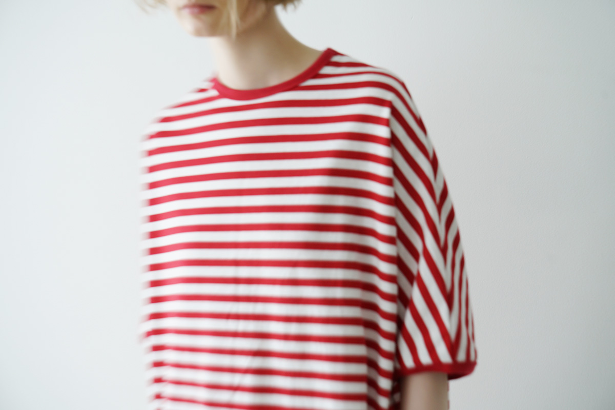 Mochi モチ border puff t-shirt ボーダーパフティシャツ