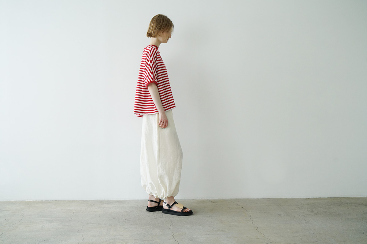 Mochi モチ border puff t-shirt ボーダーパフティシャツ