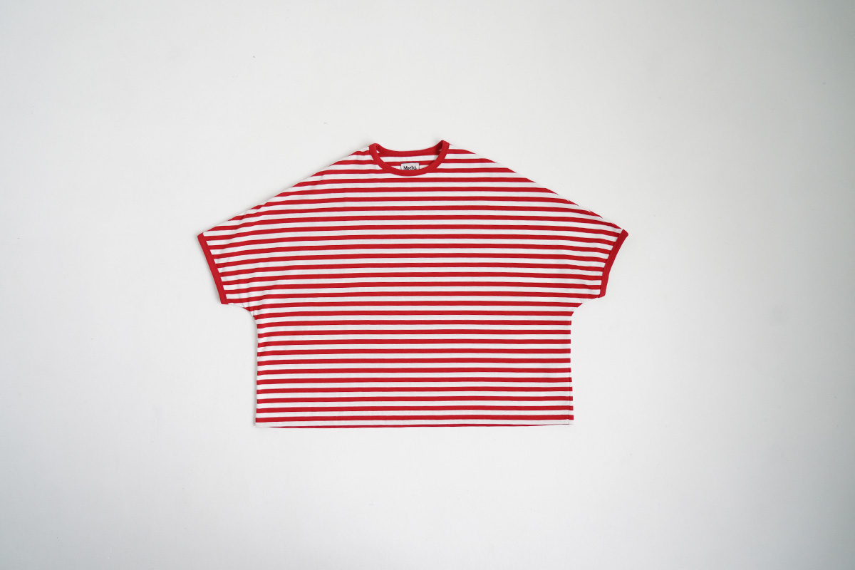 Mochi モチ border puff t-shirt ボーダーパフティシャツ