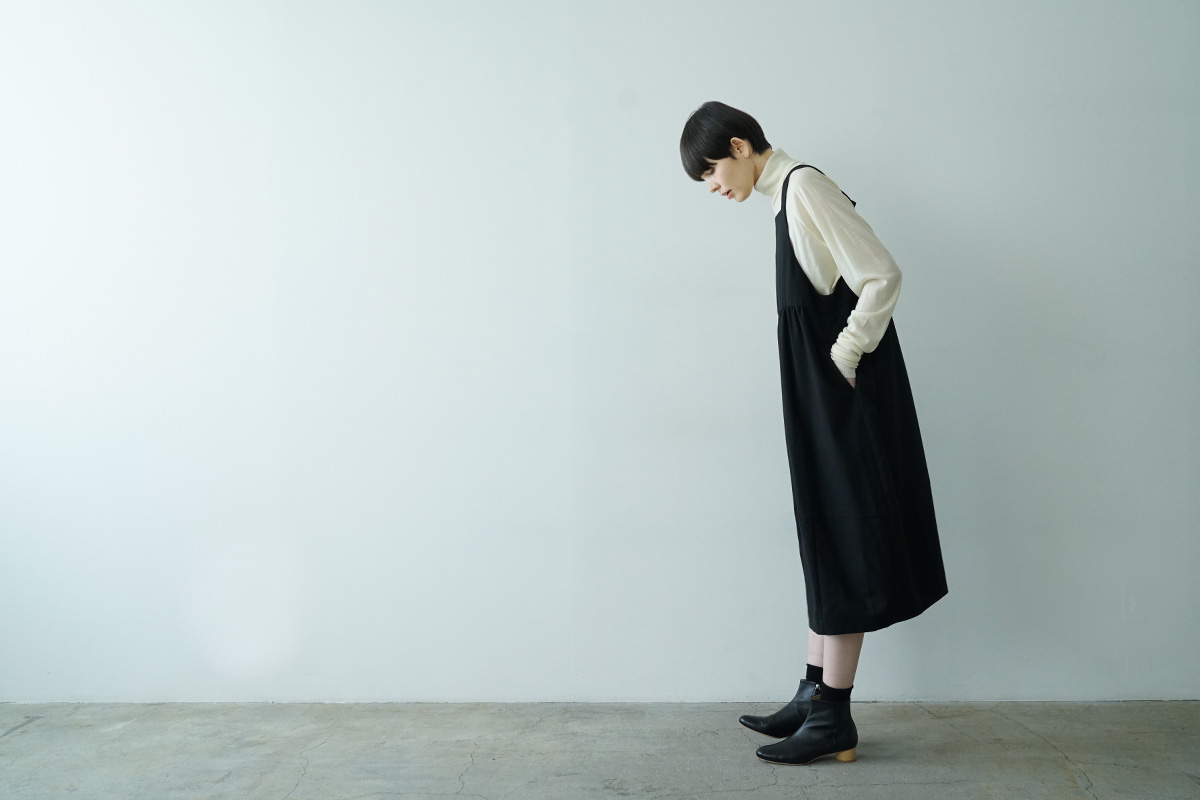 Mochi モチ silk linen tapered easy pants [black] テーパードパンツ<