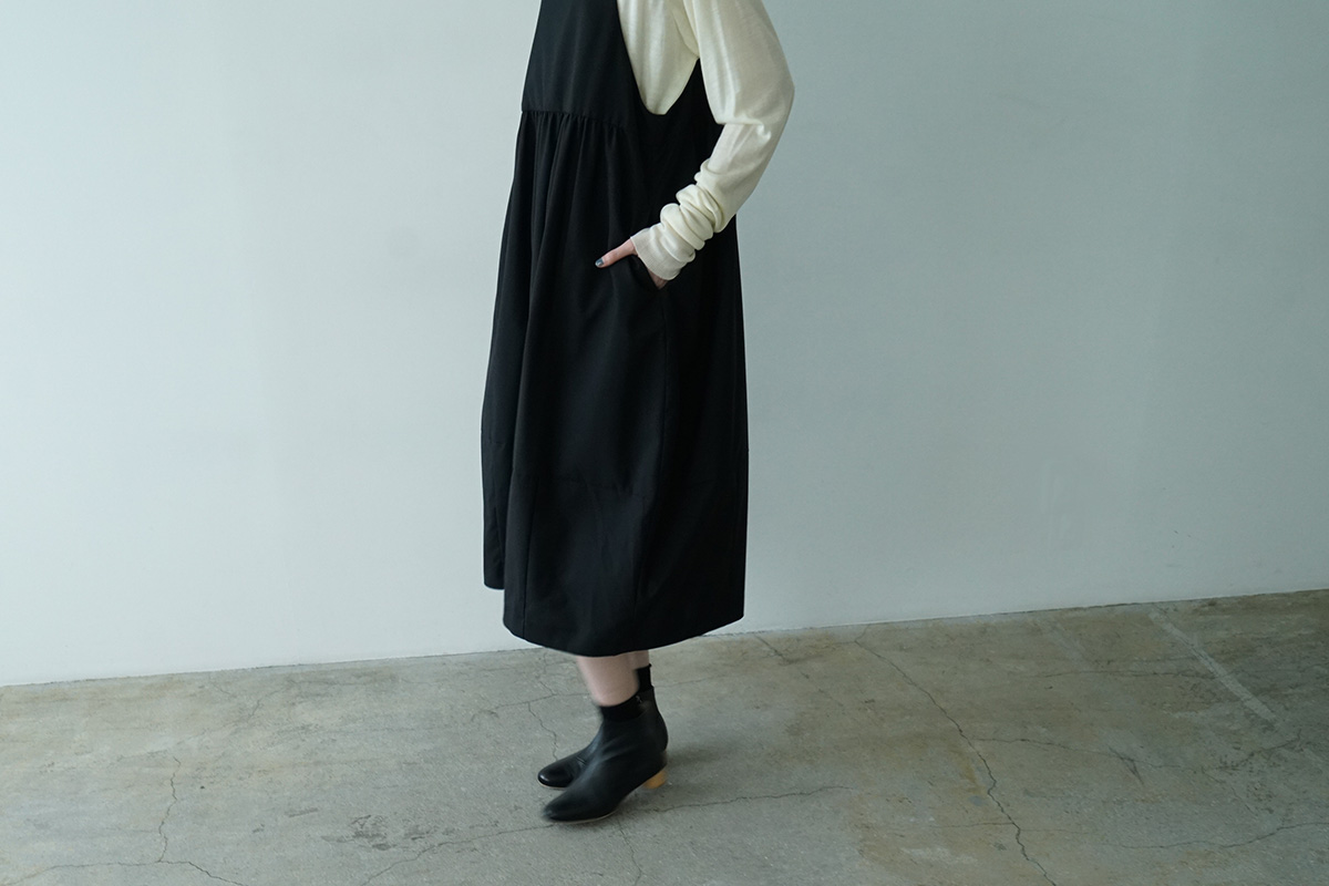 Mochi モチ silk linen tapered easy pants [black] テーパードパンツ<