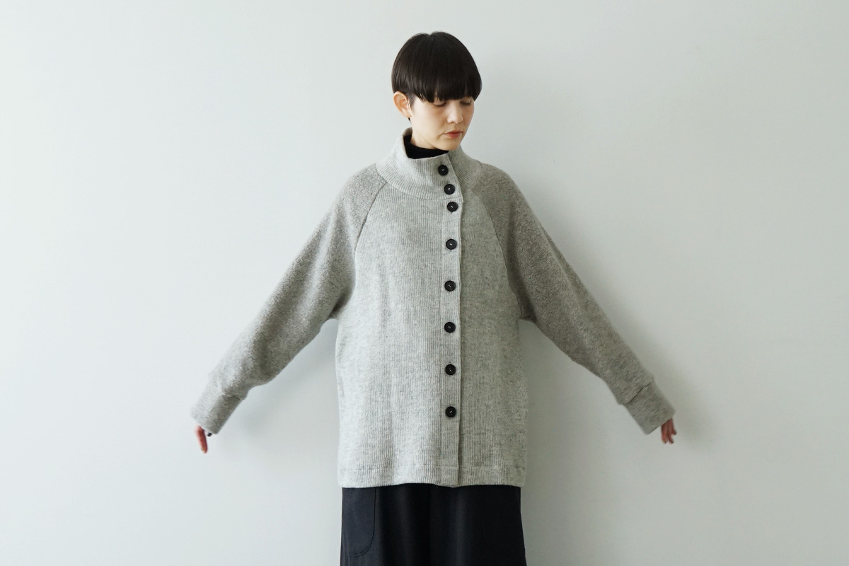 Mochi モチside button knit cardigan [grey/ma25-kn-03] 