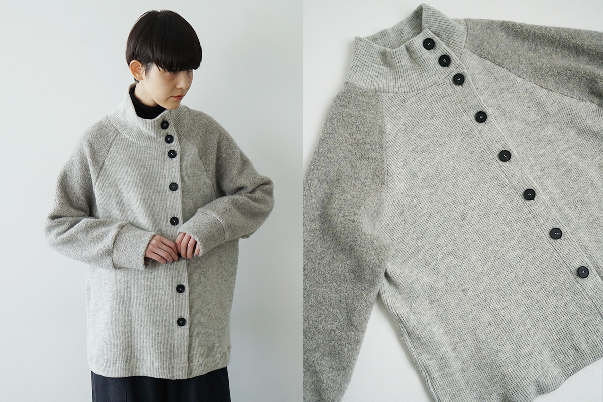  Mochi モチside button knit cardigan [grey/ma25-kn-03] 