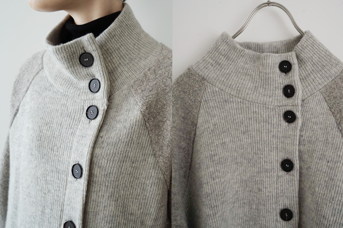  Mochi モチside button knit cardigan [grey/ma25-kn-03] 