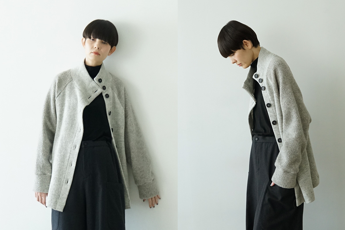  Mochi モチside button knit cardigan [grey/ma25-kn-03] 