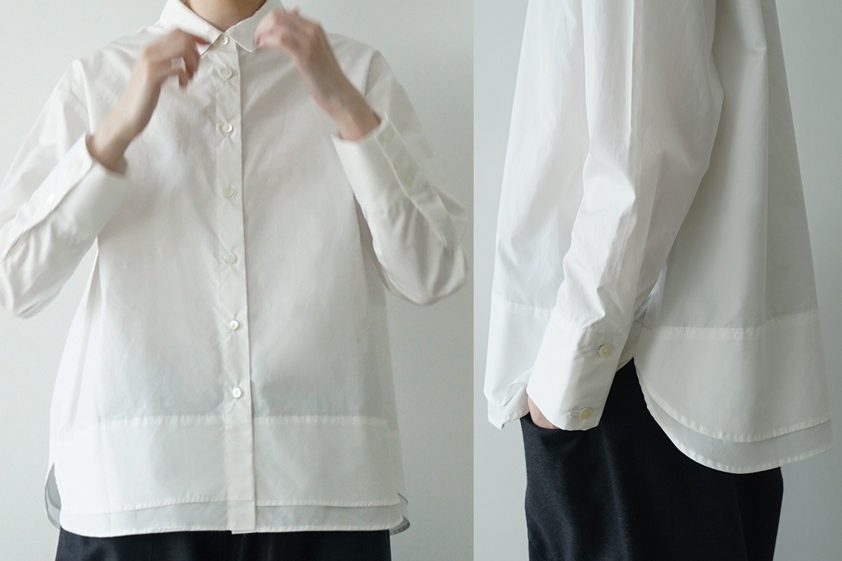 Mochi モチ finx cotton double slit shirt [off white/ma25-b-01]