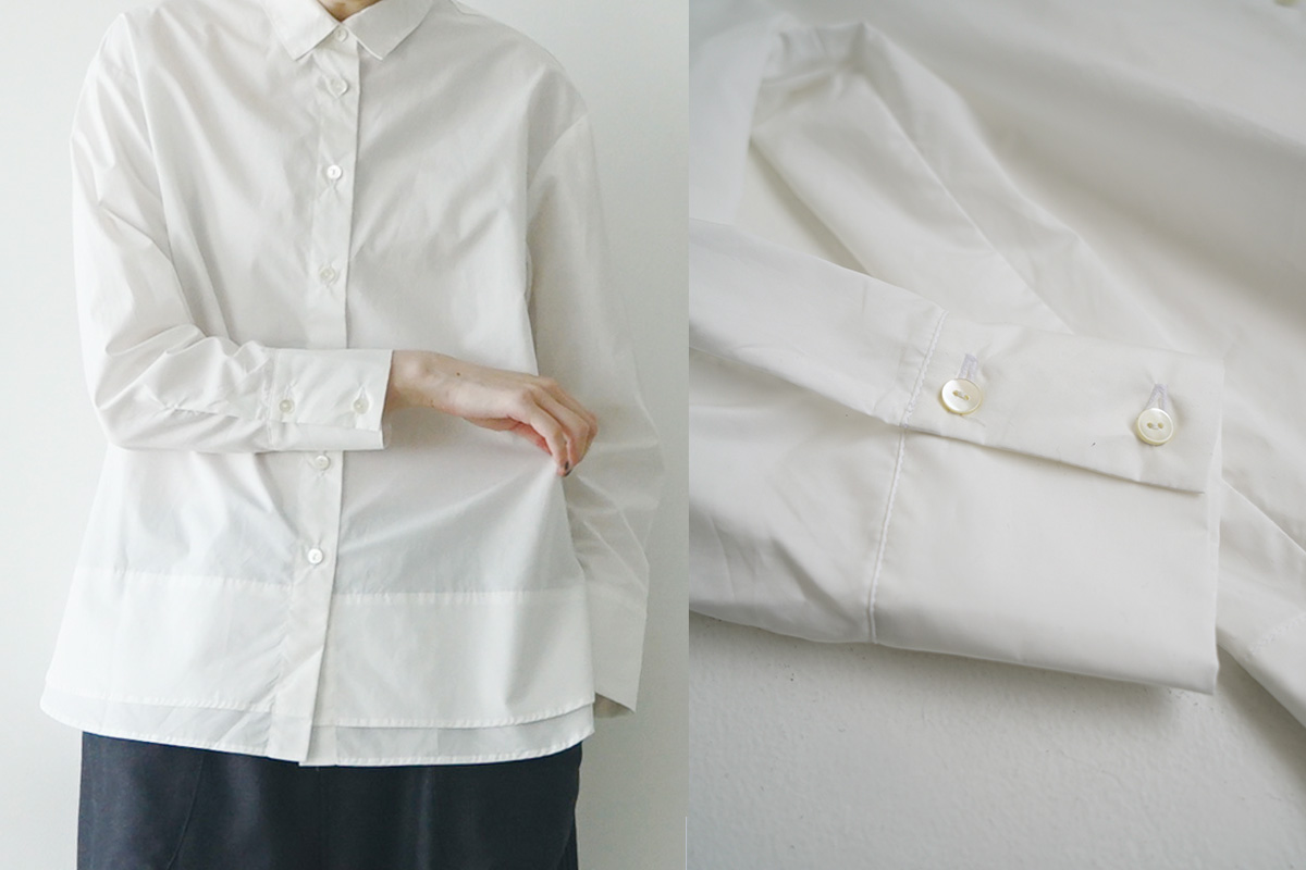 Mochi モチ finx cotton double slit shirt [off white/ma25-b-01]