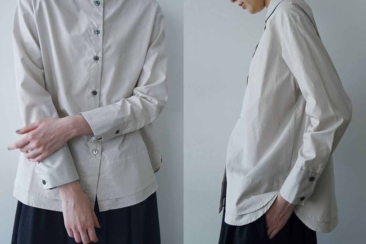 Mochiモチfinx cotton double slit shirt [off beige/ma25-b-01] 