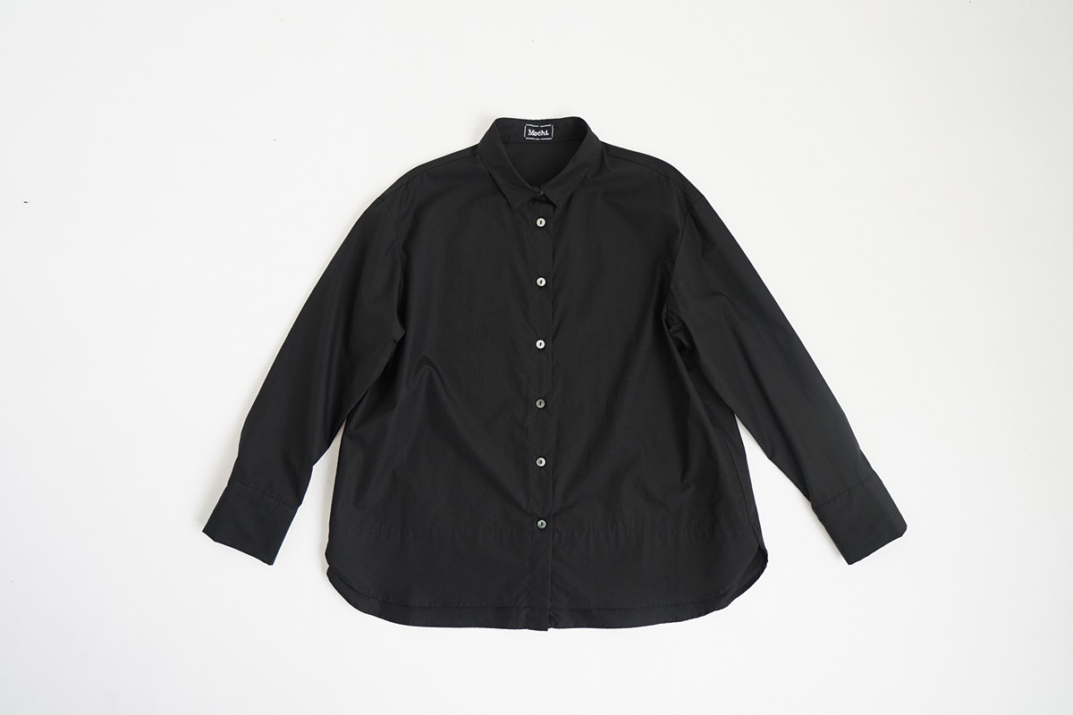 Mochiモチfinx cotton double slit shirt [black/ma25-b-01] 