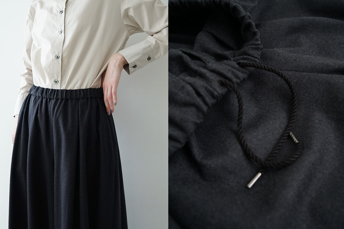 Mochiモチflare wide pants [charcoal gray/ma23-pt-01]